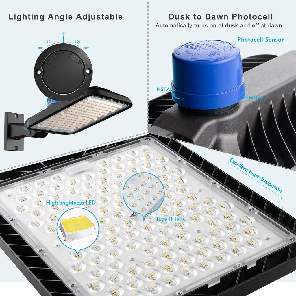 Lightdot Parking Lot Lights 320W, 2Pack ARM Mount LED Pole Lights Outdoor