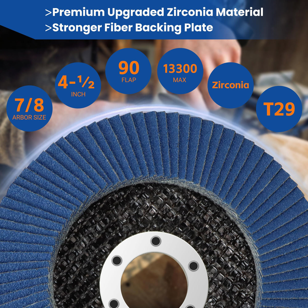 ROMON Flap Discs 80 Grit, 4 1/2 x 7/8-Inch Flap Sanding Disc, Industrial Grade Type 29 Zirconia Grinding Wheel Aluminum, Oxide Abrasives for Stainless Steel, Sheet Metal (10 Pack)