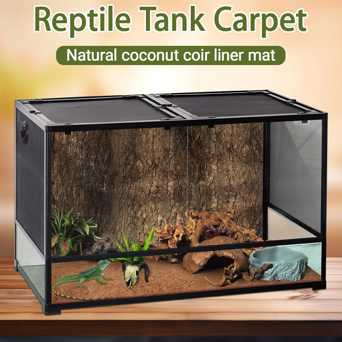 10 Pcs Reptile Carpet 12x12 Inch Coconut Fiber Mat for Tank Bedding