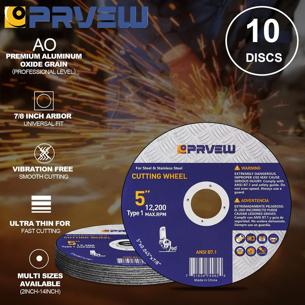 5 Inch Cut Off Wheels,10-Pack 5"x0.045"x7/8" Quality Cutting Disc