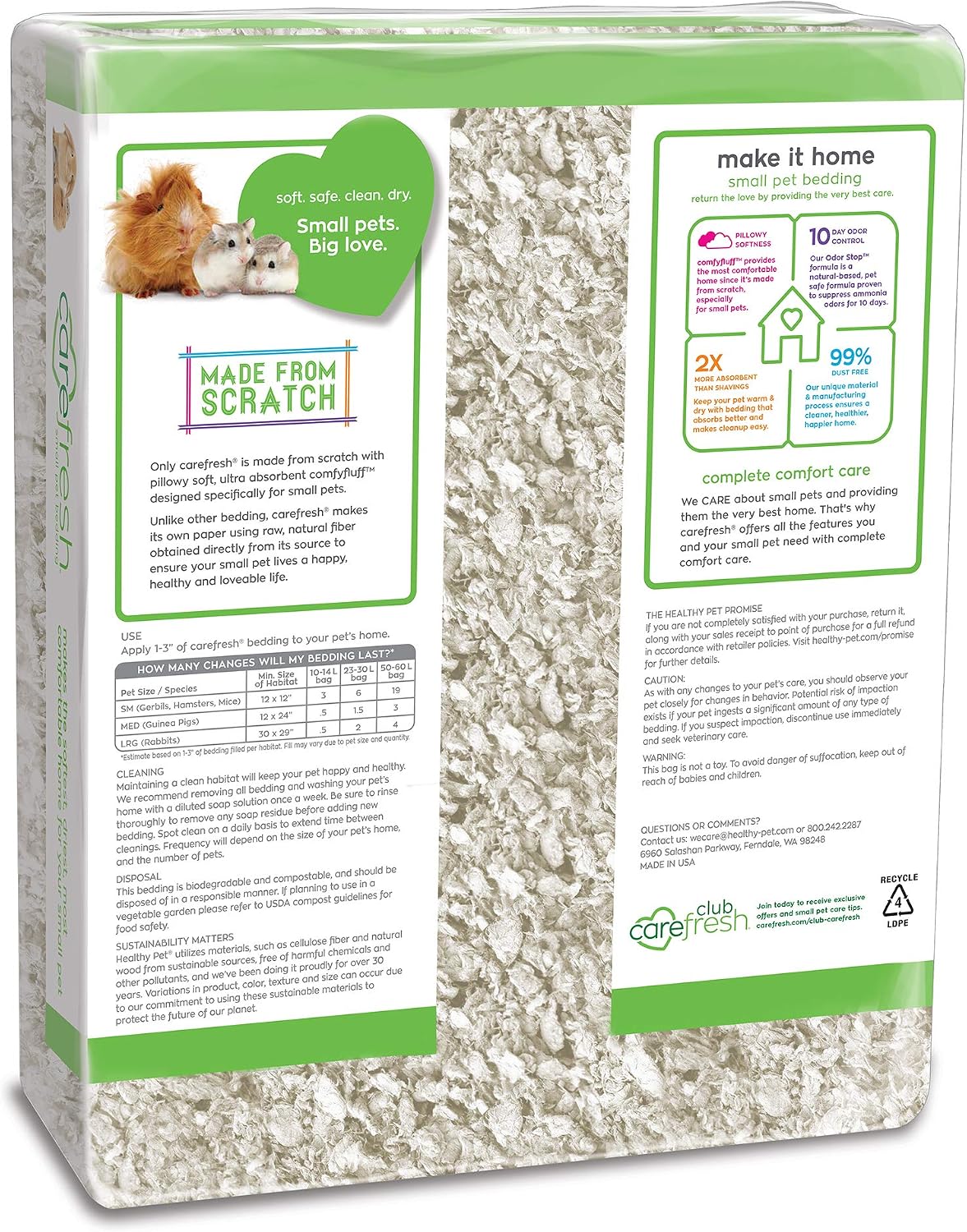 White Natural Paper Small Pet Bedding, Odor Control 50L