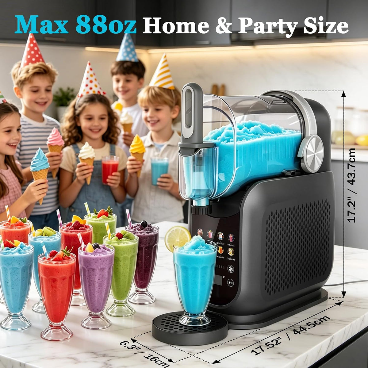 Slushie Machine & Soft Serve Ice Cream Maker for Home, 2.6L/88oz