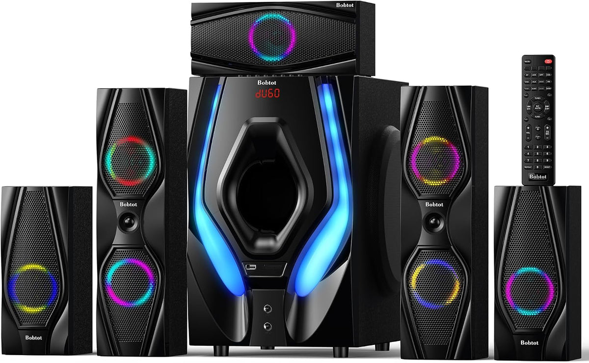 Home Theater Systems Surround Sound Speakers,1200 Watts Peak | 10 inch Subwoofer 5.1/2.1 Channel Audio Stereo System