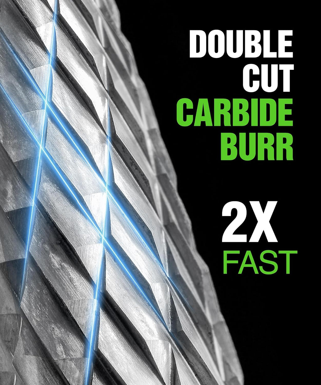 1/8 In Carbide Burr Set 10-Pc Double Cut Die Grinder Bits for Metal