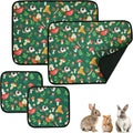Washable Guinea Pig Cage Liners 4 Pack, Reusable Waterproof Fleece Pee Pads, 2 Sizes 12"x12"+24"x18" Small Animal
