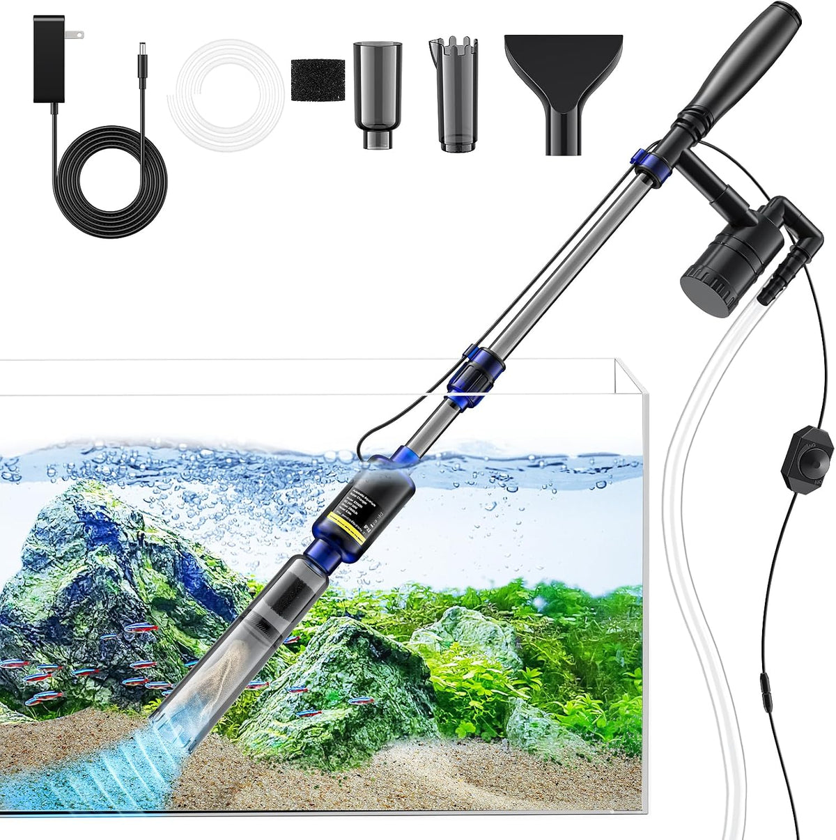 Fish Tank Cleaner - Aquarium Gravel Cleaner, 530GPH/32W Electric Fish Tank Cleaning Tools, Adjustable Water Flow