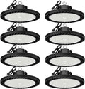 ONLYLUX 150W UFO LED High Bay Lights 8 Pack 5000K Daylight 22500 LM