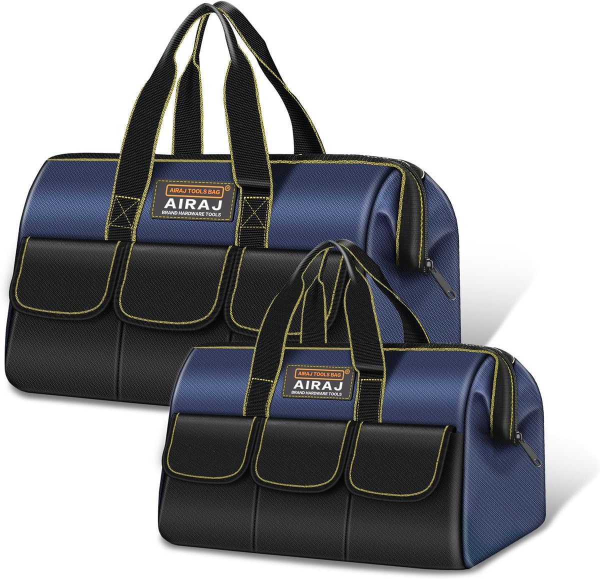Tool Bag 2-Pack Set | AIRAJ 18" & 14" Portable Tool Storage Bag | Wide Mouth Tool Bags for Men and Women | Small Tool