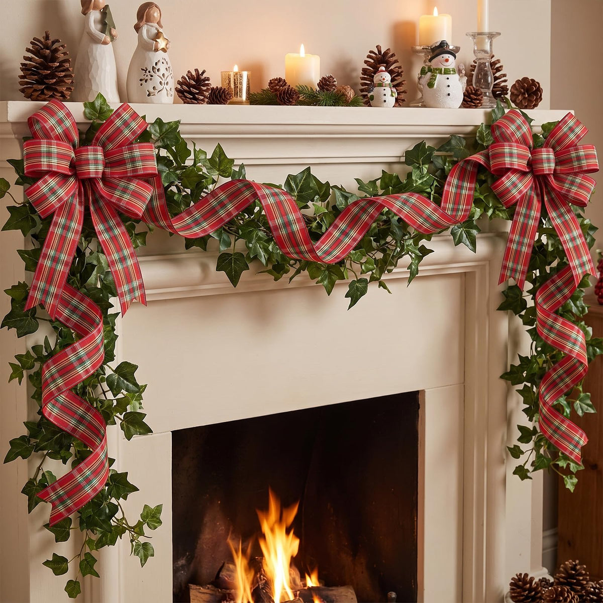 Christmas Red Plaid Wired Ribbon