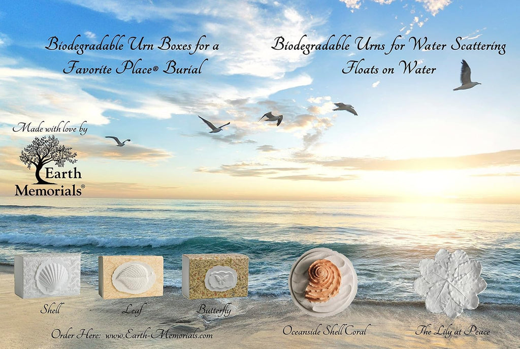 Biodegradable Urn for Scattering Cremated Ashes in Ocean Water, Ground or Sea Burial, Earth Friendly Eco Ashes