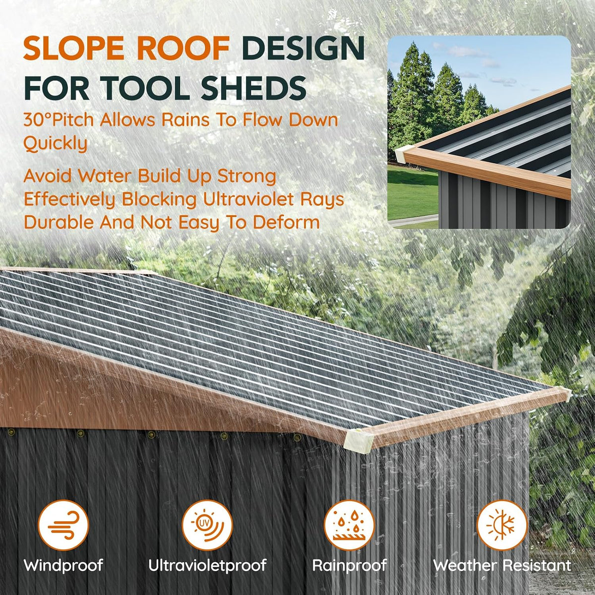 5x3FT Outdoor Storage Shed with Lockable Door(Matte Gray) | Garden Steel Shed with Slooping Roof,Compact Metal Tool