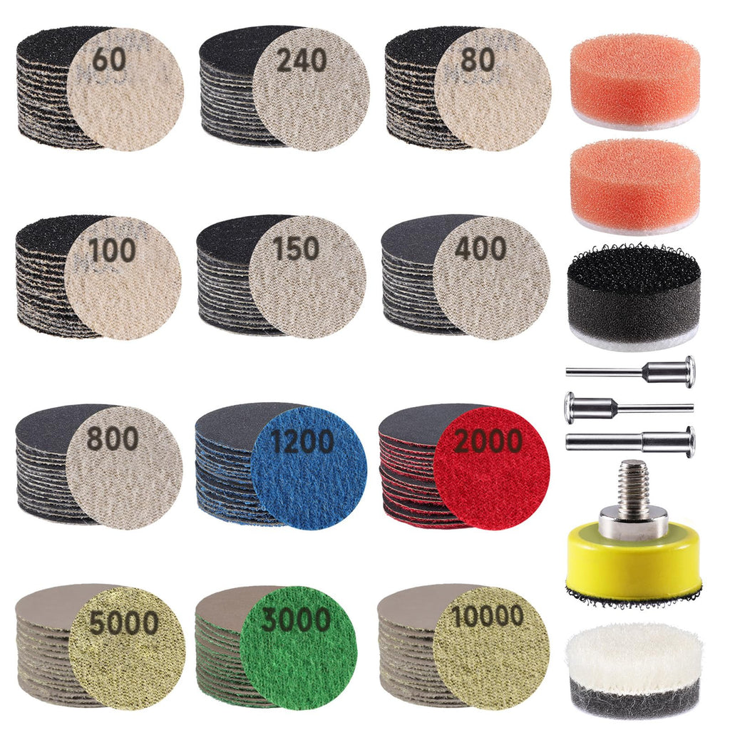 188 PCS 1 Inch Wet Dry Sanding Discs 60-10000 Grit Hook and Loop Sandpaper