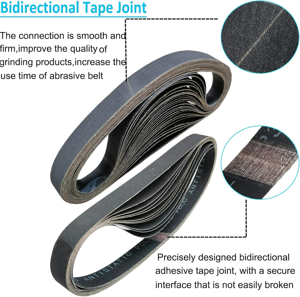 24 Pack 1 x 30 Inch Silicon Carbide Sanding Belts Assorted -120 240 400 600 800 and 1000 Grits, High Performance Sander Belts For Knife Sharpening and Metalworking