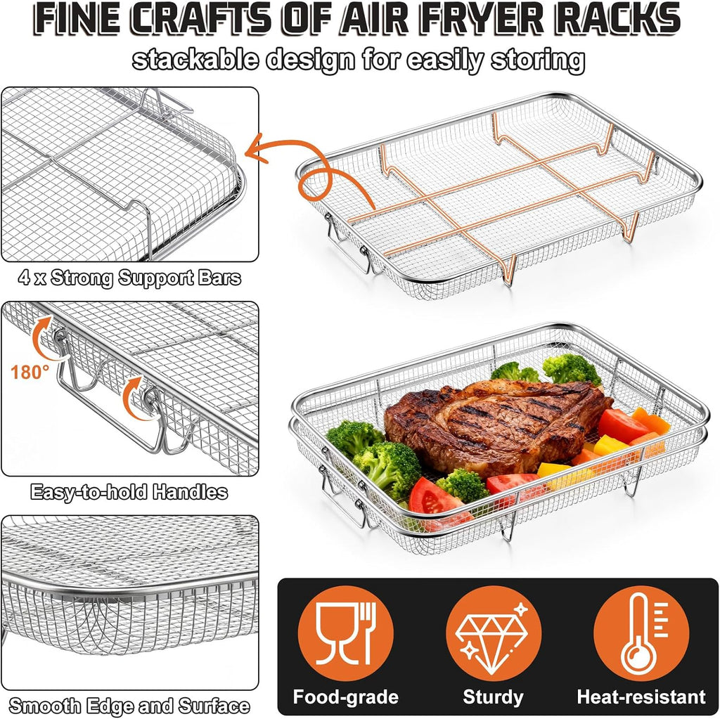 11.8 Inch Air Fryer Basket for Oven, Air Fryer Rack, 3 Pieces | Food-grade Stainless Steel Air Fryer Accessories for