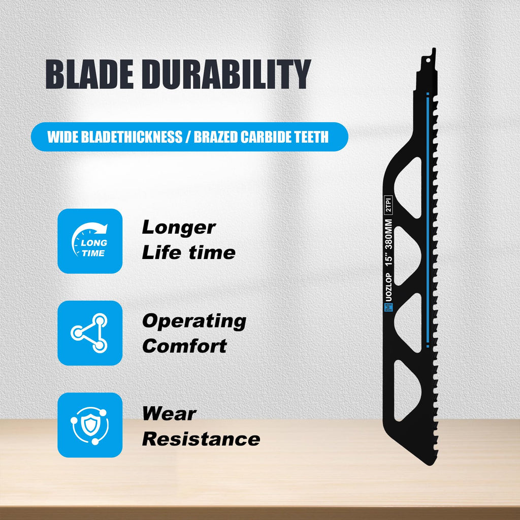 MUOZLOP 2TPI 15inch 3Pack Masonry Reciprocating Saw Blades