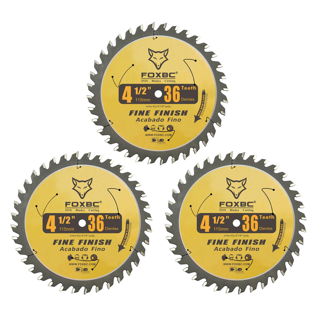 FOXBC 4-1/2 Inch Trim Circular Saw Blade 36 Tooth Fine Finish Wood Cutting with 3/8-Inch Arbor