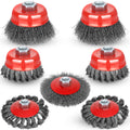 7pcs Wire Wheels for 4 1/2 Angle Grinder, with 5/8"-11 UNC Threaded Arbor