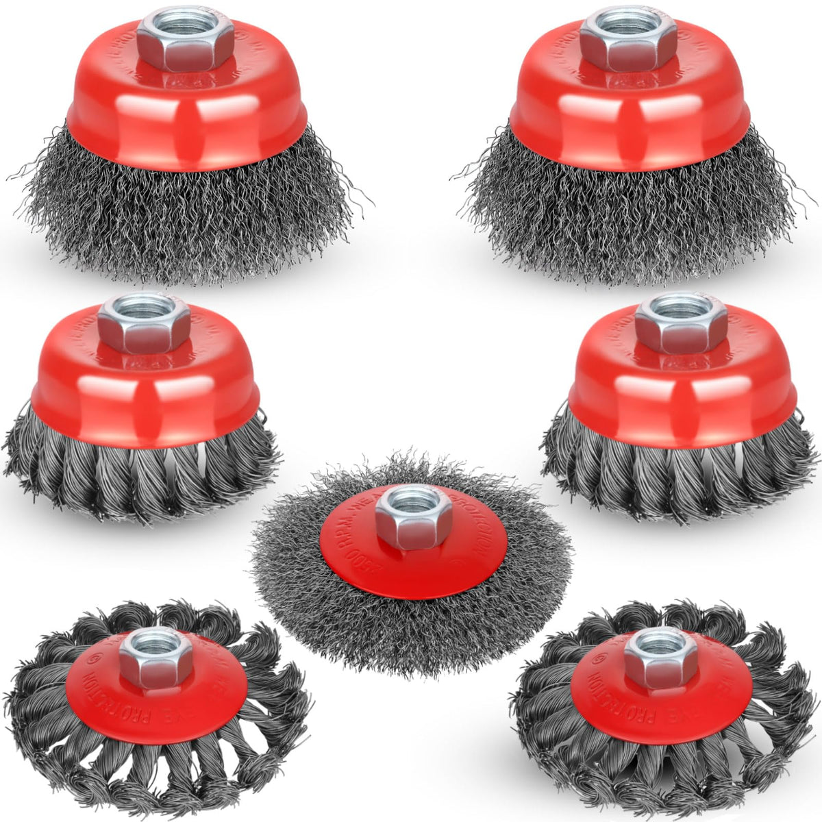 7pcs Wire Wheels for 4 1/2 Angle Grinder, with 5/8"-11 UNC Threaded Arbor