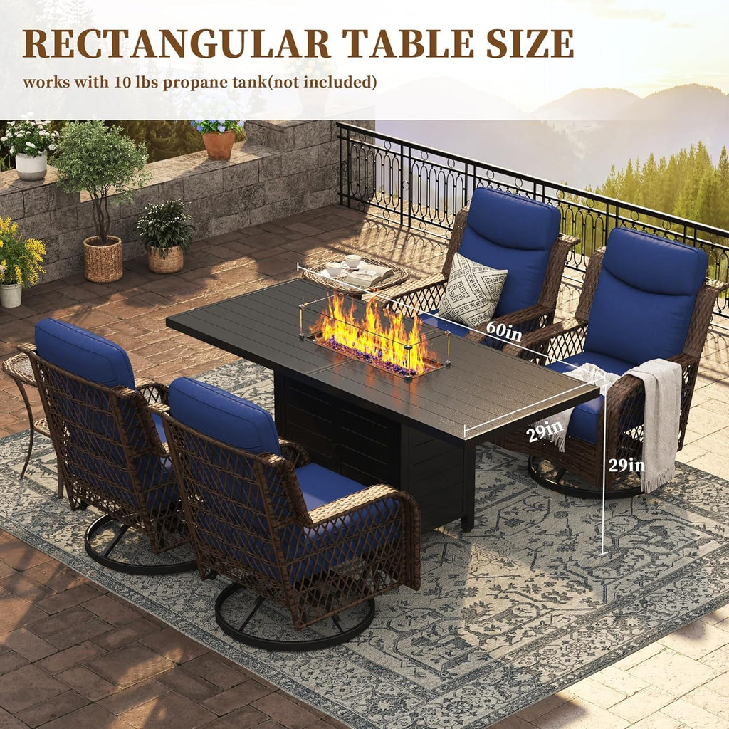 60" Outdoor Propane Fire Pit Table, 50,000 BTU Outdoor Fire Table