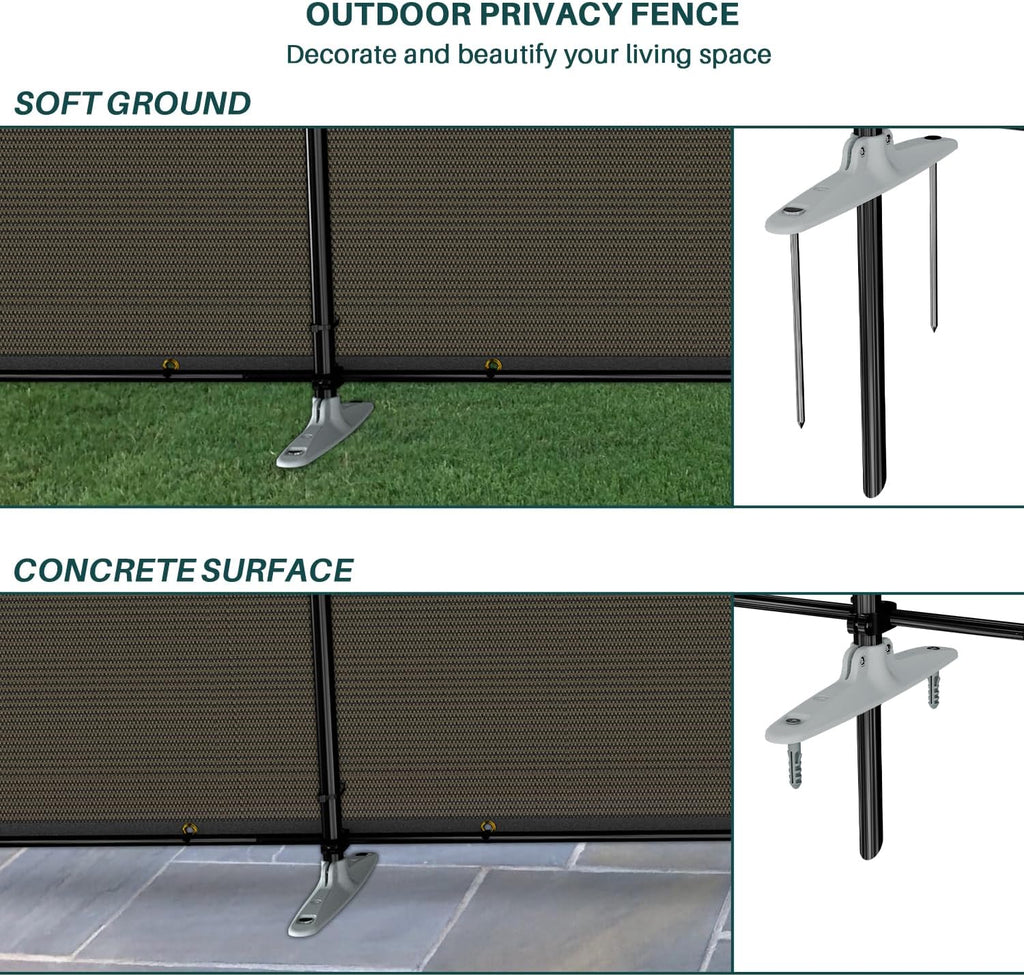 6'x24' Outdoor Privacy Screen Freestanding with Iron Poles and Stakes, Temporary Dog Fencing, Backyard Divider, Metal