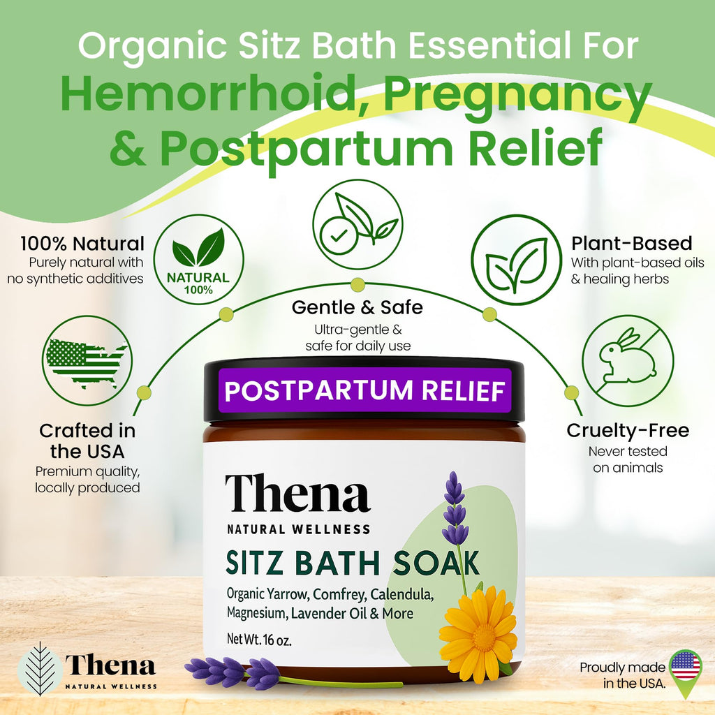 Best Organic Sitz Bath Soak Postpartum Care and Post Partum Essentials, Natural Hemorrhoid Treatment for Women & Moms