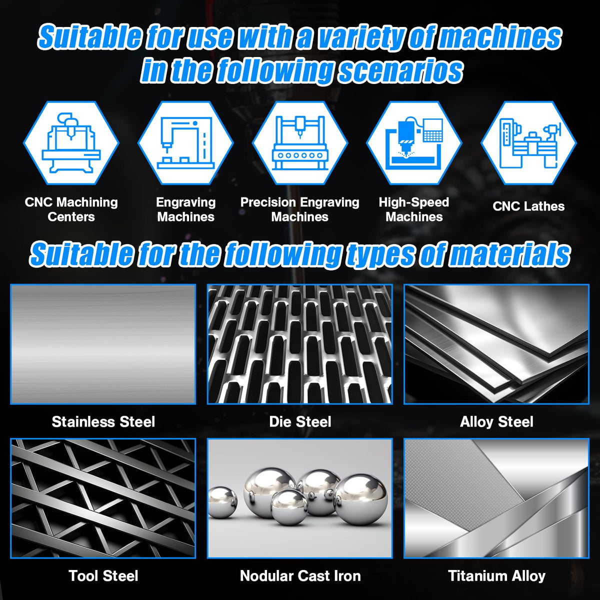 Micrograin Carbide Square End Mill - 4 Flute, 4T Design (1pcs, 3/16") for Alloy Steels, Hardened Steel, Metal, and Multipurpose Milling - Precision Tool Kit for DIY and Professional Use