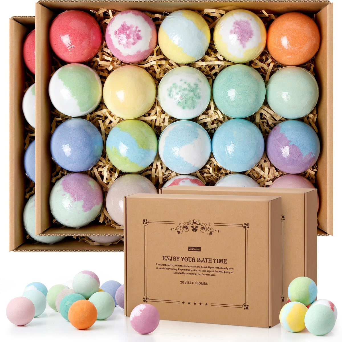 Bath Bombs Set, Natural Shea Butter & Safe Oil Bath Bomb
