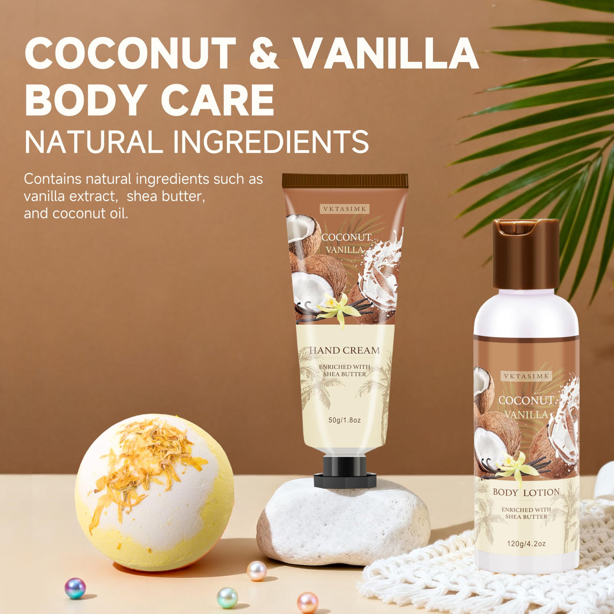 Gifts for Women Birthday Gift Baskets Vanilla Coconut Relaxing Home Spa Set