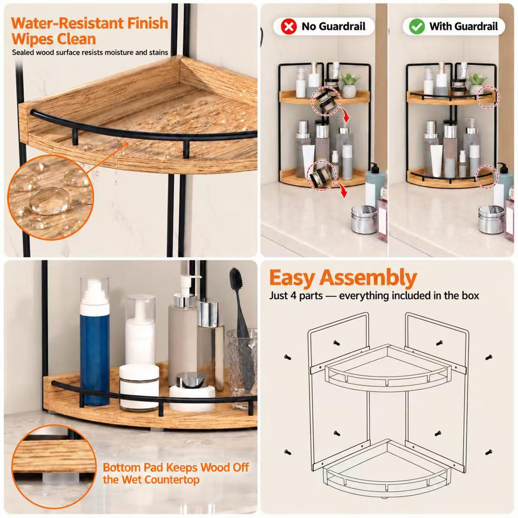 Corner Bathroom Counter Organizer,Vanity Countertop Storage Shelf