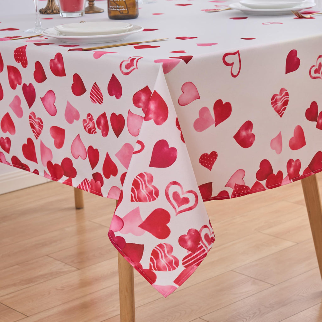 Valentines Tablecloth Rectangle Red Love Hearts Valentines Day 60x84 tablecloths for rectangle tables - Oblong