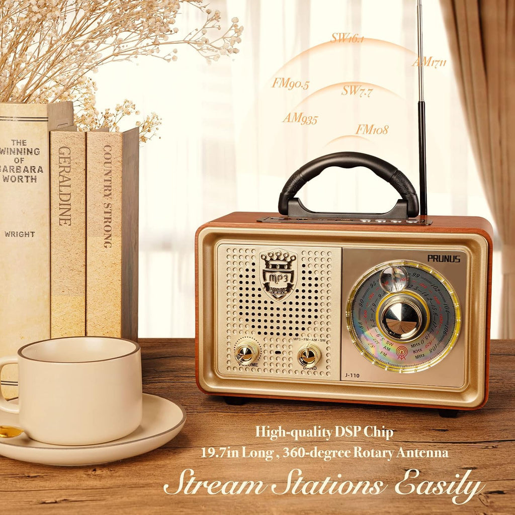 J-110 Radio Portable AM FM, Transistor Radio Plug in Wall AC Power | Battery Powered & Rechargeable for