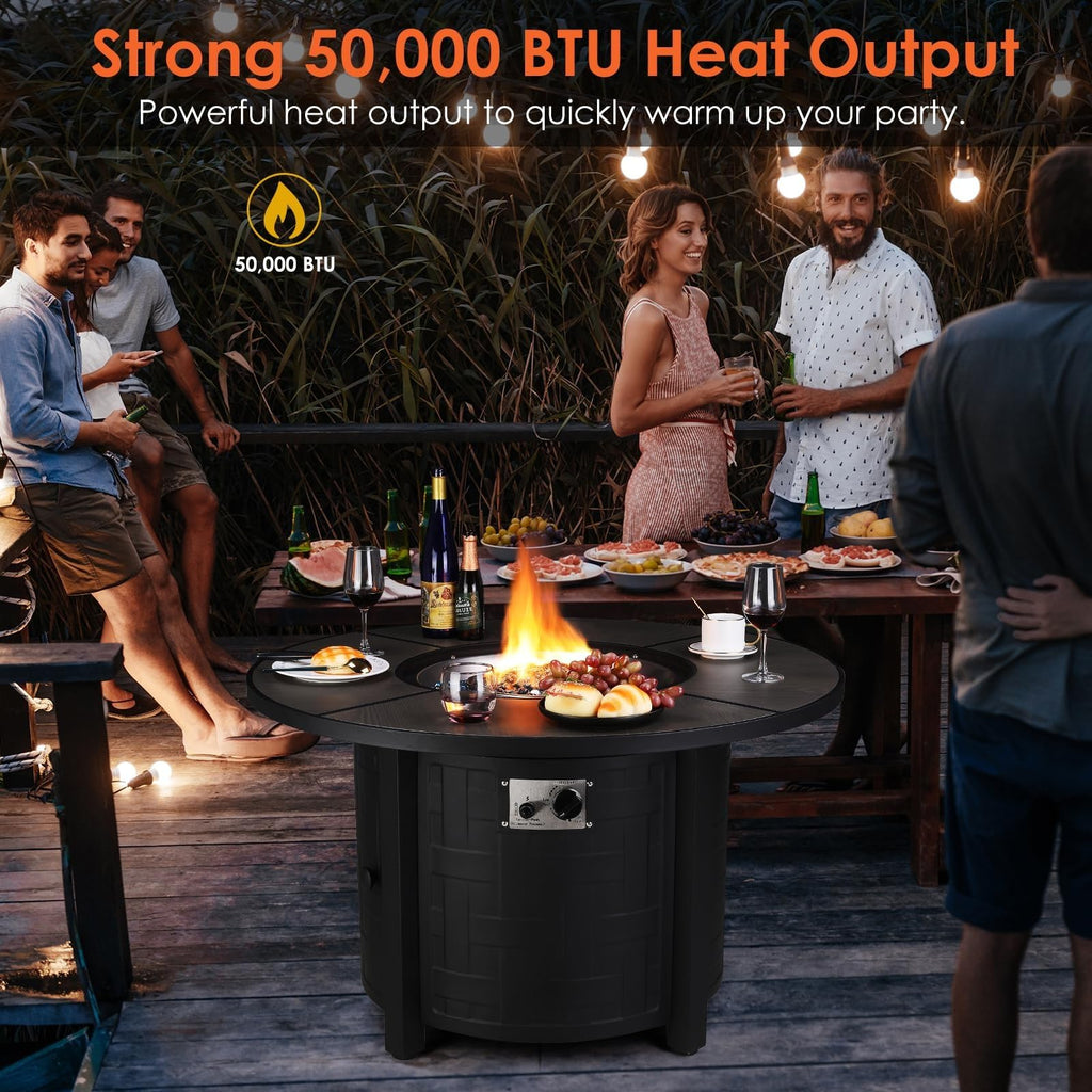 42-Inch Round Propane Fire Pit Table, 50,000 BTU