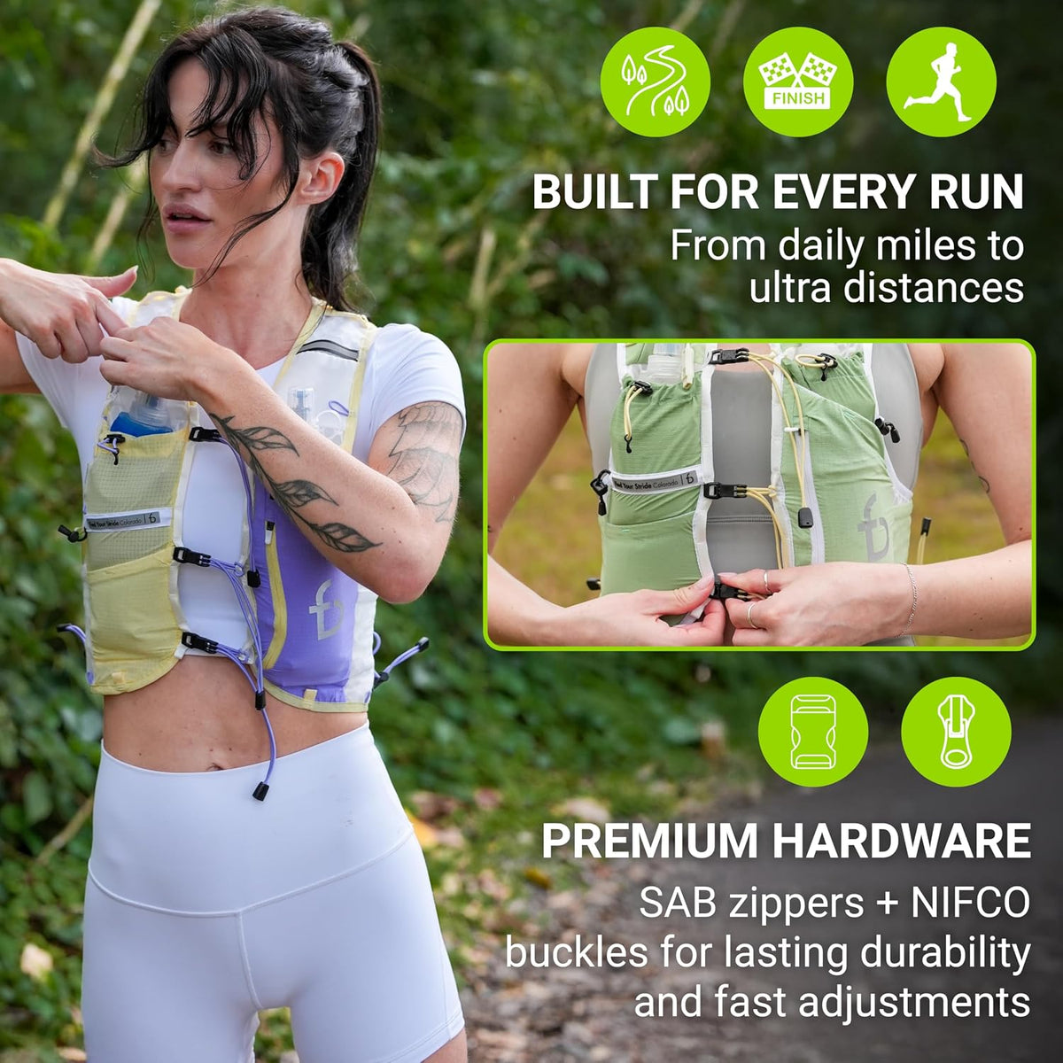 Tahoe Hydration Vest – Ultralight Running Vest for Men & Women – Includes Two 500ml Soft Flasks – Trail, Marathon