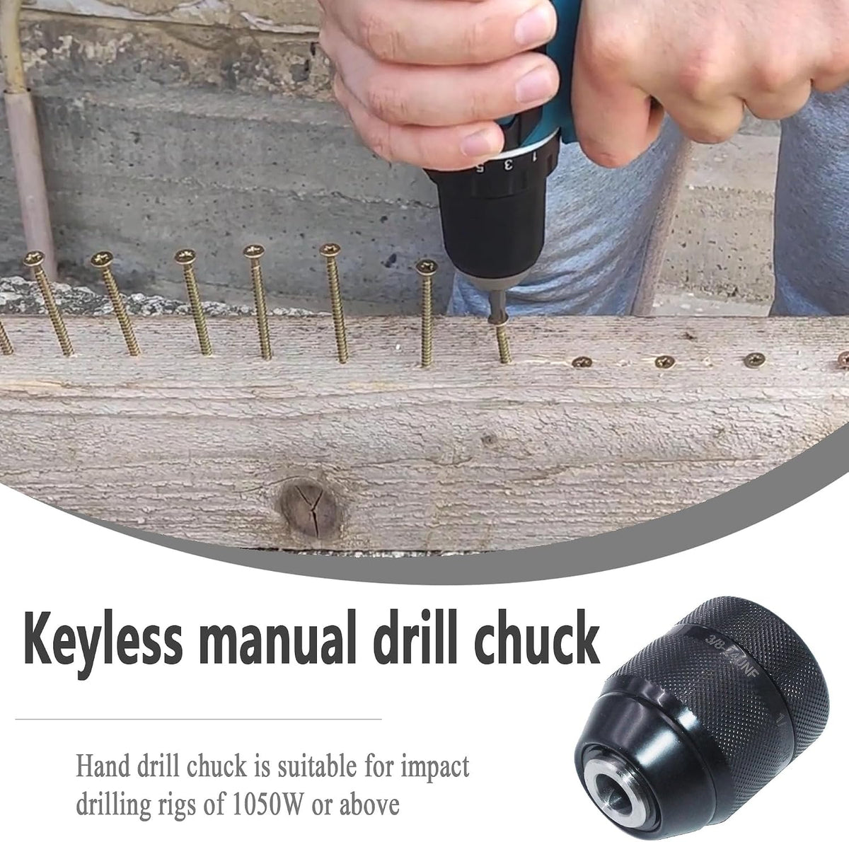 Keyless Drill Chuck Compatible with Milwau-kee, 3/8" Mount 0.8-10mm