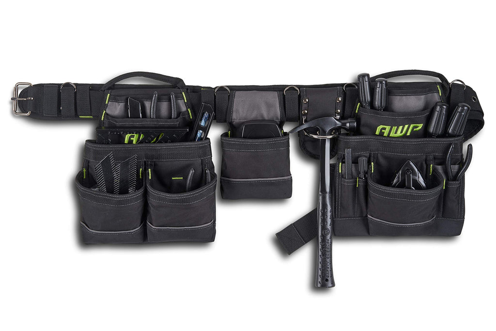 Carpenter Tool Rig, Tool Belt Up to 50in, 1 Pack, Black