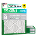 20x25x1 Air Filter MERV 8 Dust & Allergy Defense (4-Pack)