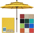 USA 10-Year-Non-Fading 9ft 3-Tier Market Patio Umbrella, Commercial Grade Outdoor Table Umbrella with Crank Open