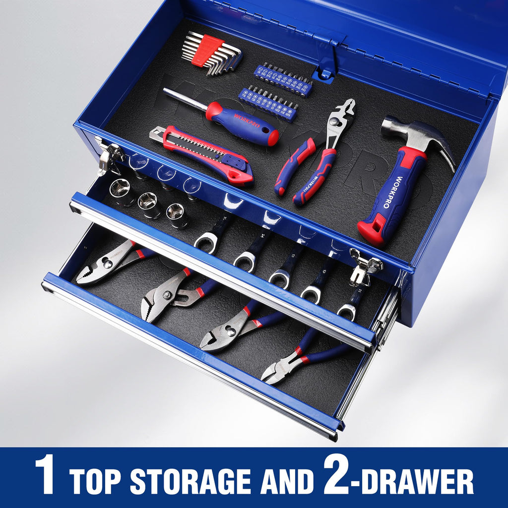 18-Inch Tool Box with 2 Drawers & Top Storage