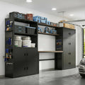 Garage Storage Cabinet System with Workbench & Pegboard, White