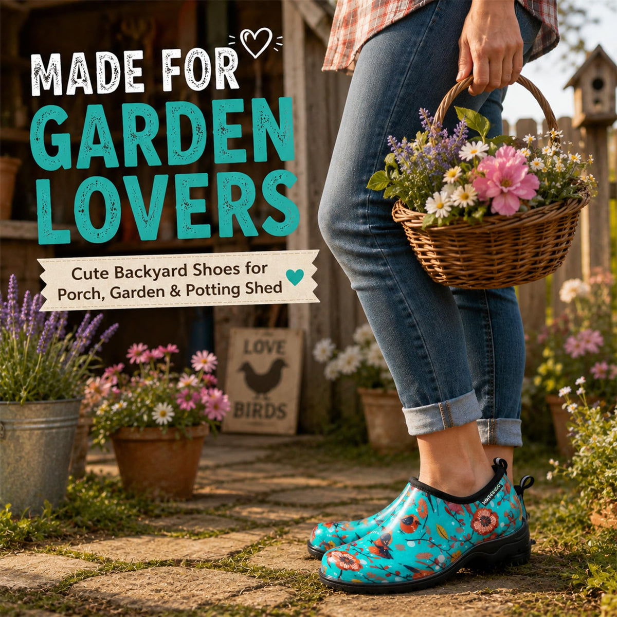 Garden Shoes for Women Waterproof Slip-On Garden Clogs