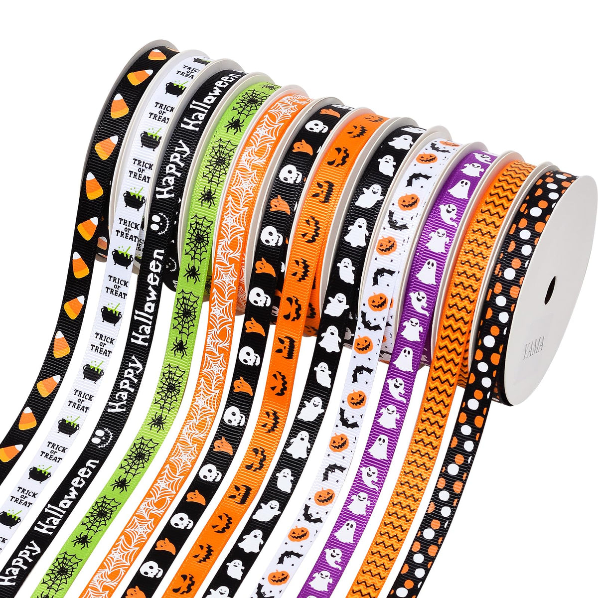 Halloween Ribbon Thin Grosgrain 3/8 Inches Thin Halloween Ribbons Set