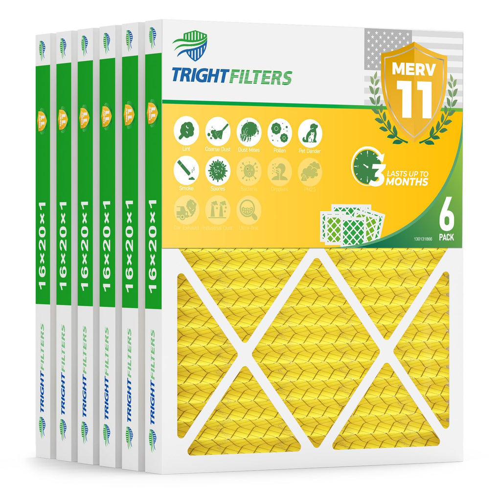 16x20x1 Air Filter 6 Pack, MERV 11 Dust & Pet Dander Defense