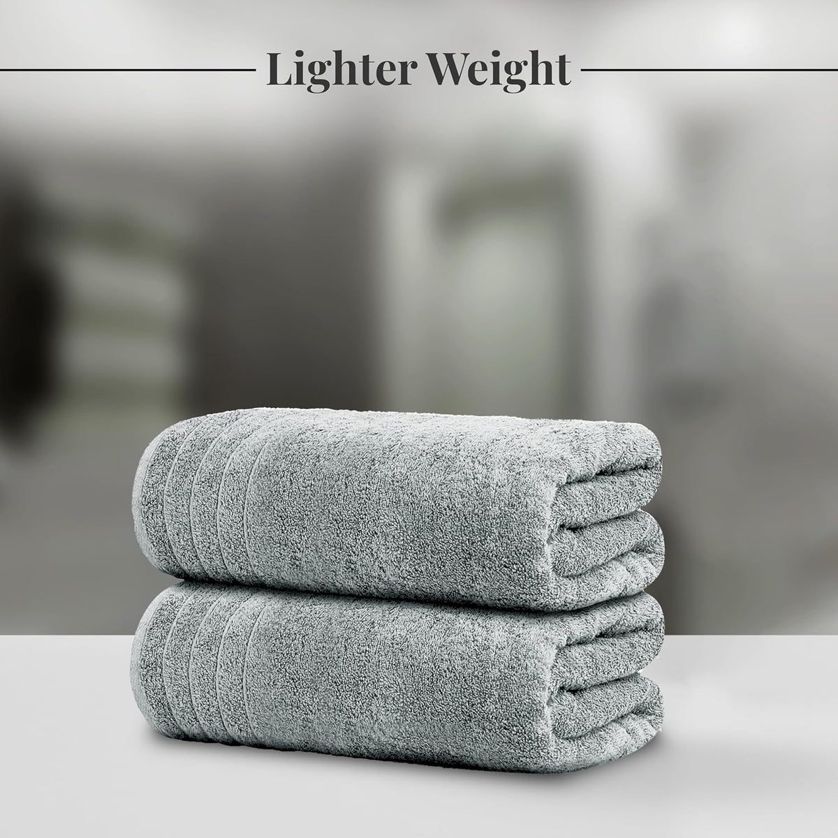 8 Piece Towel Set, 2 XL Bath, 2 Hand, 4 Washcloth, Cool Grey | 100% Cotton, Lighter Weight, Quicker to Dry, Super
