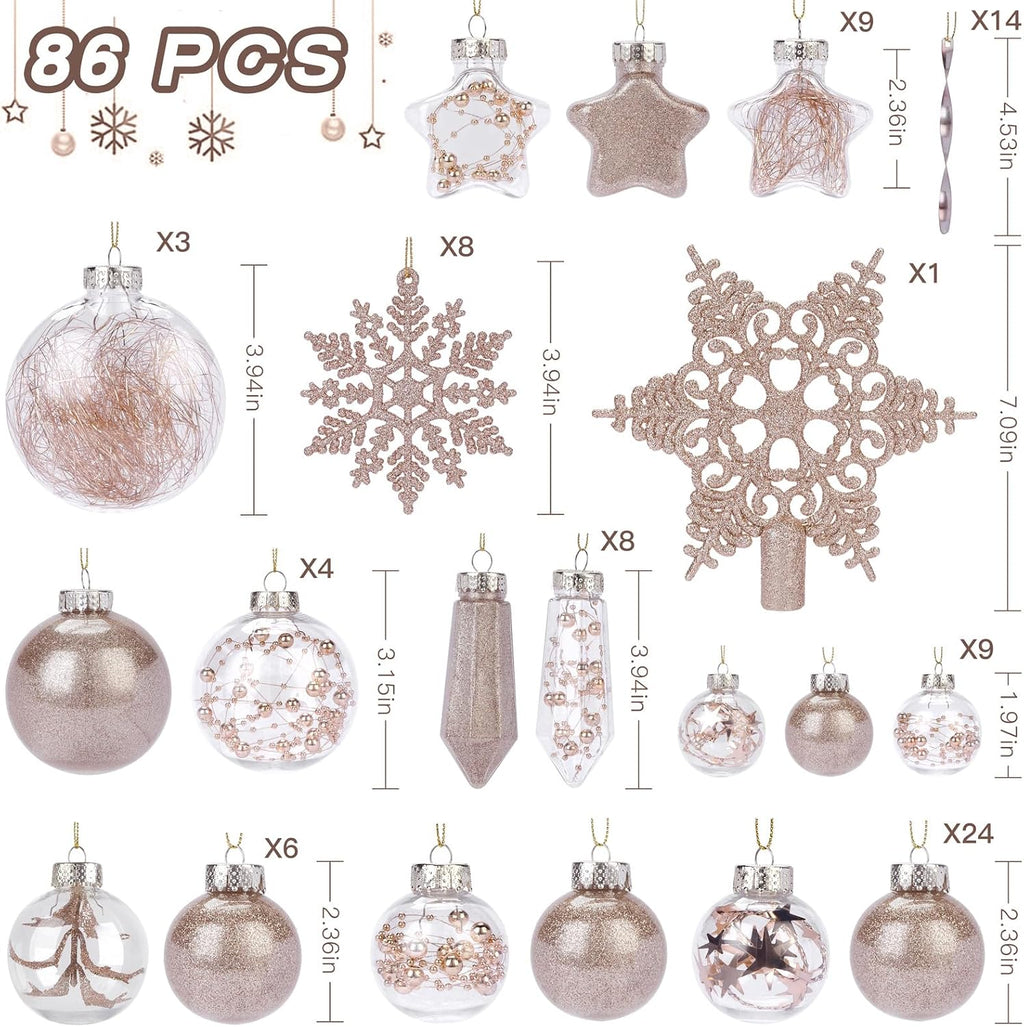 86PCS Christmas Tree Ornaments Clear Set
