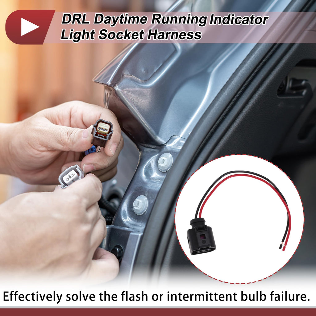Partuto 1 Set DRL Daytime Running Light Socket Wiring for Volkswagen Passat 2011-2015 No.6R0953123A Indicator Lamp Bulb Pigtail Connector Harness