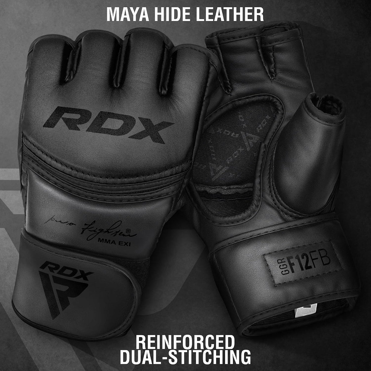 MMA Gloves Grappling Sparring, Maya Hide Leather, Boxing Gloves Men Women Muay Thai Martial Arts Training, Half