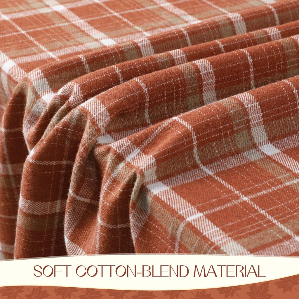 Fall Checkered Tablecloth Rectangle, 54 x 80 Inch, Orange