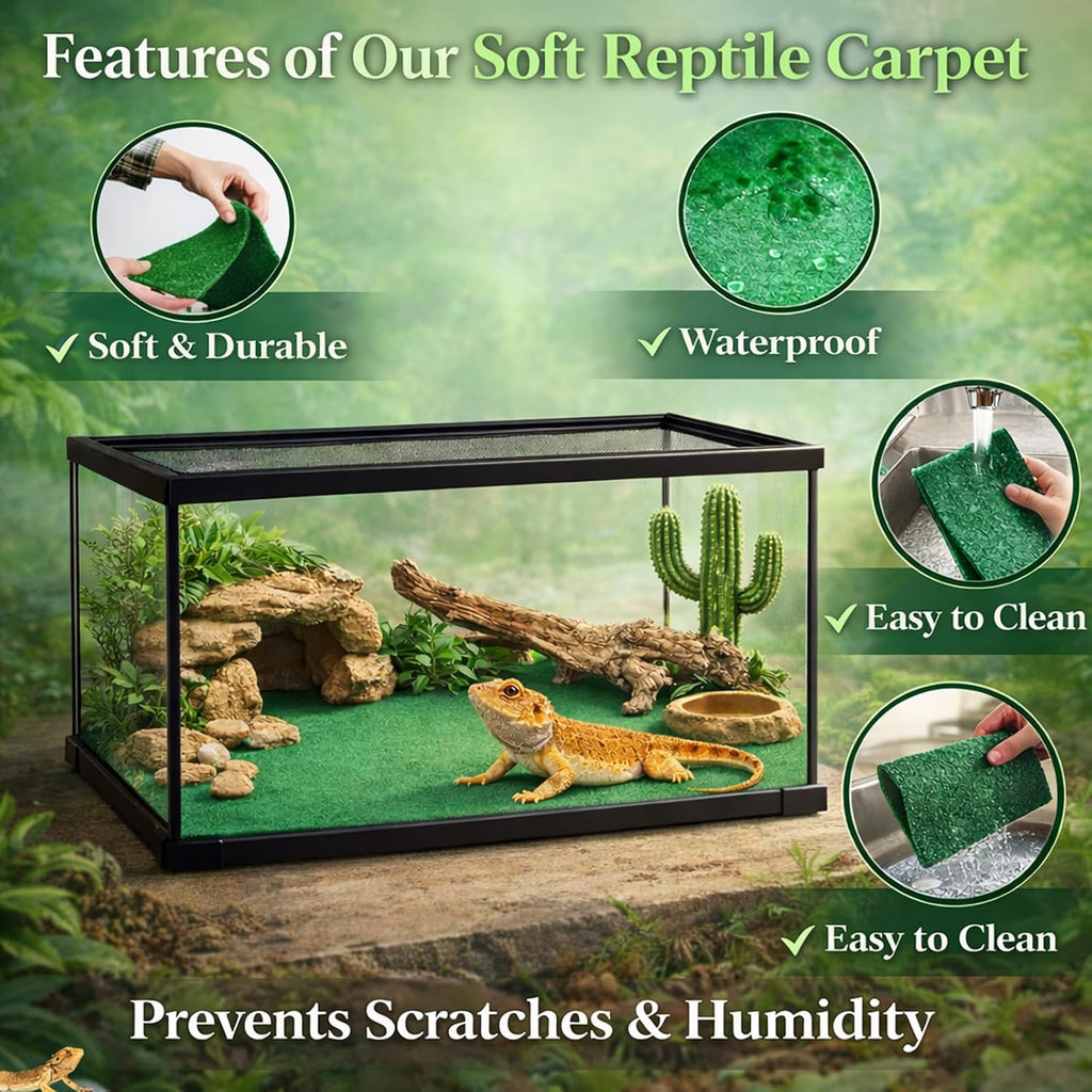 2 Pack Reptile Carpet, 39’’ x 20’’ Terrarium Bedding