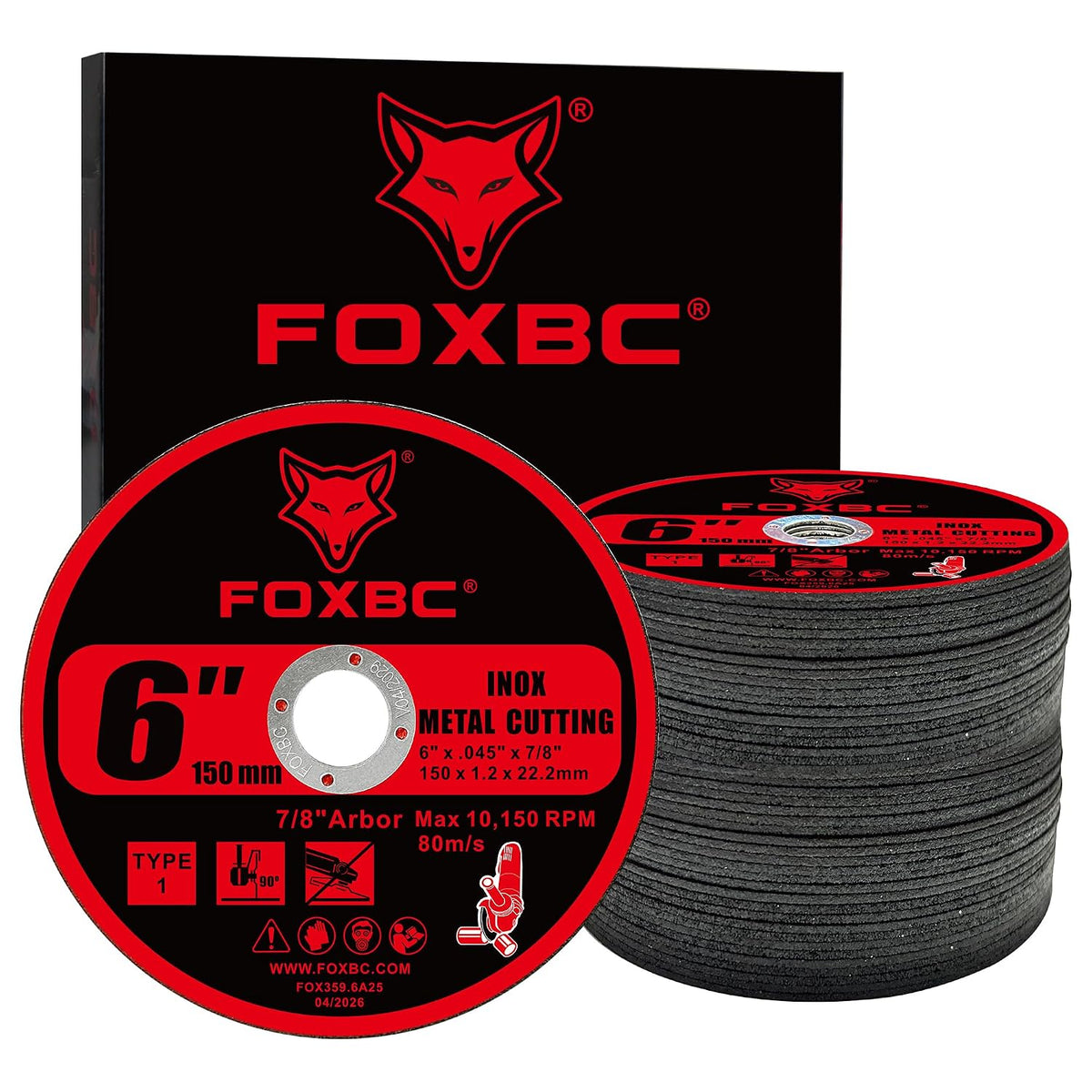 FOXBC 6 Inch Cut Off Wheel for Metal & Stainless Steel - 25 Pack