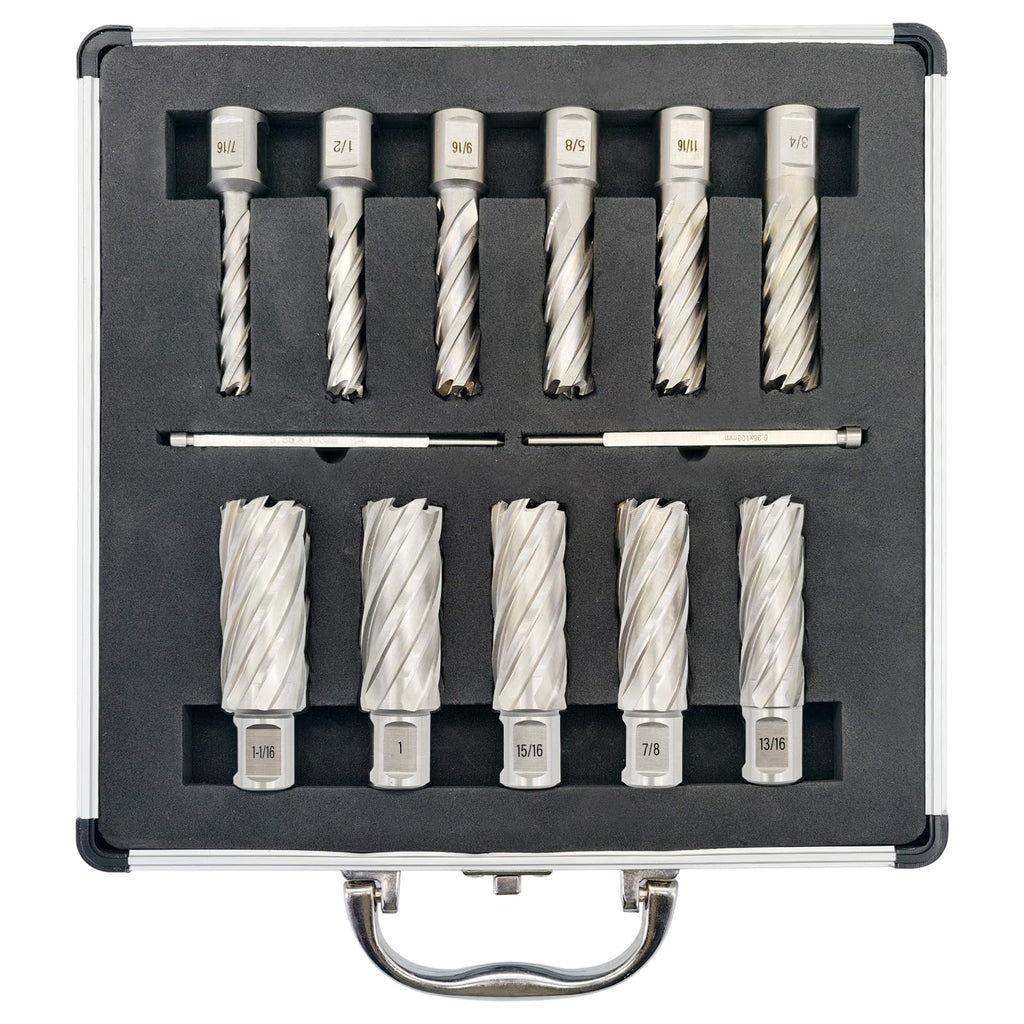 11pcs Annular Cutter Set 2" Cutting Depth 7/16" to 1-1/16" Mag Drill Bits